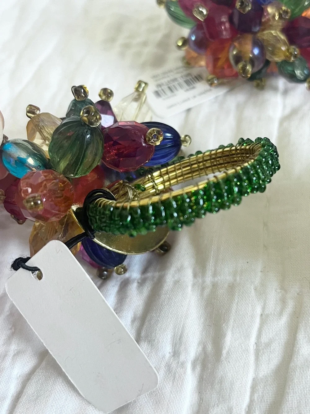 x4 NWT Pier 1 Beaded Cluster Napkin Holders Jewel Tones Colorful Glam Boho-Chic